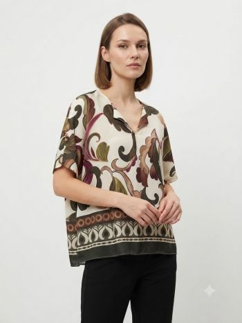 Baroque Print Short-Sleeve Top